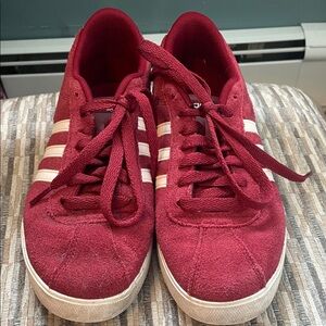 Adidas Burgundy Sneakers with Cream Stripes